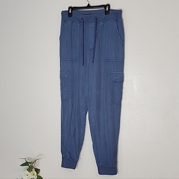 American Eagle Outfitters Cargo Joggers Utility Blue Lyocell Drawstring Soft - Picture 8 of 13